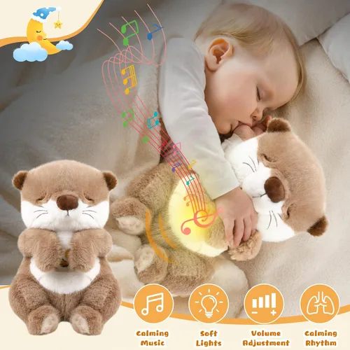 Miniatura 6 de Baby Comfort - Máquina de sonido de felpa con música, luces cálidas, momentos tranquilos para niños y adultos Peluche Que Respira