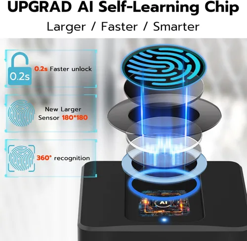 Miniatura 3 de Candado de huellas dactilares, Dhiedas Pad Lock con huella dactilar Bluetooth llave impermeable resistente cerradura de combinación para valla al