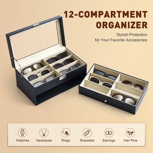 Miniatura 7 de Caja para anteojos de Co-z, organizador de anteojos, caja de almacenamiento con visualización
