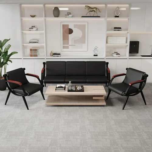 Miniatura 7 de wonline Banco de sala de espera, sillas de recepción de muebles de oficina con brazos, sillas de cuero adecuadas para clínica, aeropuerto, hospital