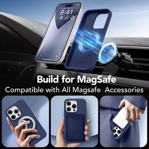 Miniatura 966 de GONEZ Funda de silicona para iPhone 15 Pro Max, compatible con Magsafe, protector de cámara + protector de pantalla, forro de microfibra suave