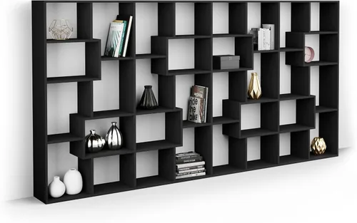 Miniatura 15 de Mobili Fiver, Iacopo XS Estantería con puertas de panel (63.31 x 31.5 pulgadas), color negro Ashwood, Made in Italy