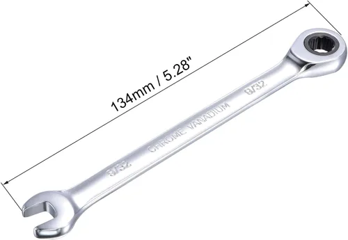 Miniatura 2 de uxcell Llave combinada de trinquete de 9/32 pulgadas SAE 72 dientes Herramientas de llave de trinquete de 12 puntos, Cr-V