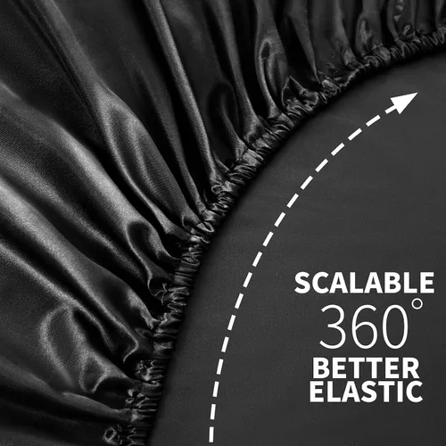 Miniatura 5 de NSGZ Sábana Bajera Ajustable de Satén Twin, Sábana Bajera Sedosa Individual Solamente, Sábanas de Cama Inferiores Suaves de Bolsillo Profundo, Sin