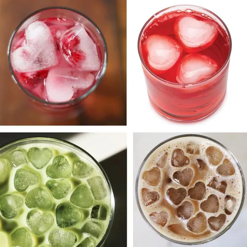 Miniatura 5 de Paquete de 2 bandejas para cubitos de hielo en forma de corazón con tapas, moldes de silicona para cubitos de hielo en forma de corazón con 42