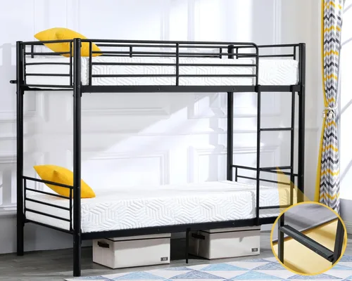 Bonnlo Litera individual sobre individual para niños, adolescentes y adultos, cama resistente de 2 pisos con escalera plana y barandilla de 13