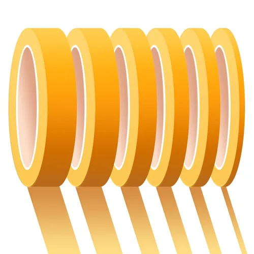 6 Rollos de Cinta de Línea Fina 1/16, 1/8, 1/5, 2/5, 1/2, 3/4 Pulgada x 50 Yardas Cinta de Enmascaramiento de Línea Fina Cinta Adhesiva para Pintura