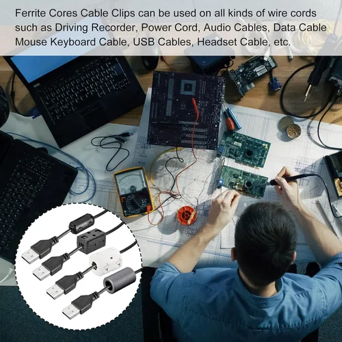 Miniatura 5 de MECCANIXITY Anillo de ferrita RFI EMI filtro de supresión de ruido 0.118x0.197x0.197 in (IDxODxH) para transmisión de potencia, cable de audio