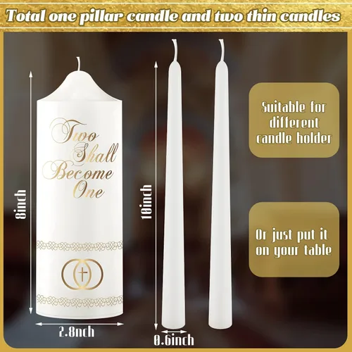 Miniatura 3 de Juego de velas de unidad Frienda para ceremonia de boda Velas de unidad de boda en forma de cono Accesorios para ceremonia religiosa católica (Cruz)