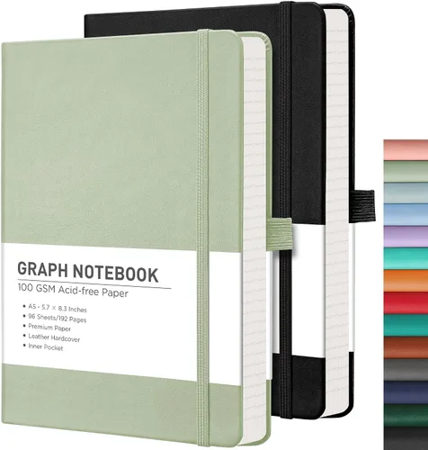 Miniatura 15 de RETTACY Cuaderno rayado, 2 paquetes, 192 páginas numeradas por paquete, tamaño A5 mediano (5.7 x 8.3 pulgadas), para hombres y mujeres, escritura