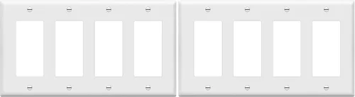 ENERLITES Placa decorativa de pared para interruptor de luz o toma de receptáculo, acabado brillante, tamaño 4 segmentos 4.50 x 8.19 pulgadas, Blanco