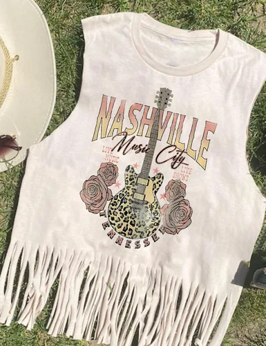 Miniatura 2 de iliheyov Nashville - Camiseta sin mangas para mujer, diseño de festival de música country, estampado gráfico, sin mangas, Nash Music
