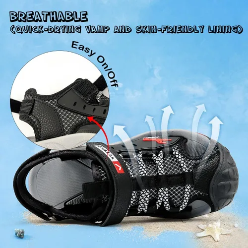 Miniatura 3 de JMFCHI FASHION Sandalias deportivas para niños, sandalias para exteriores, senderismo, atléticas, puntera cerrada, sandalias de playa para niñas