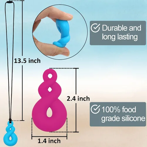 Miniatura 4 de Collares masticables para niños con autismo, TDAH, SPD o necesidades especiales, collar masticable de silicona sensorial para niños, niñas, adultos