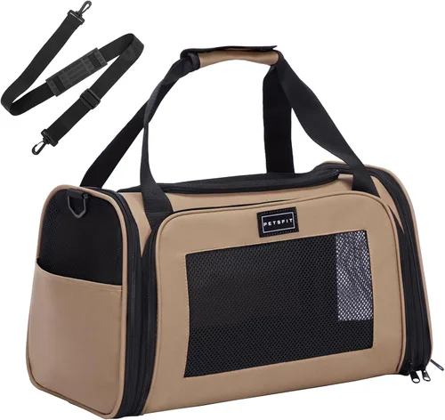 Miniatura 18 de PETSFIT Transportador de gatos grandes, transportador para perros pequeños de menos de 25 libras, transportador suave para mascotas, jaula para Rosa