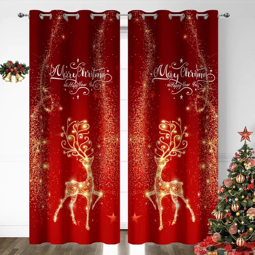 Cortinas rojas de Navidad para sala de estar, juego de 2 paneles, cortinas de ventana de terciopelo rojo de 63 pulgadas de largo, cortinas