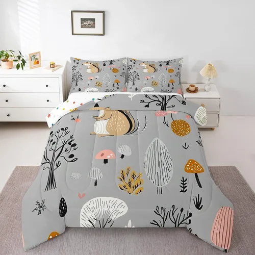 Miniatura 35 de Erosebridal Juego de ropa de cama para niños, tamaño individual, diseño de gatos de dibujos animados, para niñas, niños y adolescentes, edredón