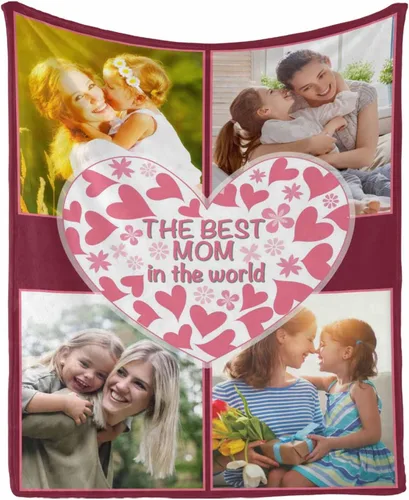 Miniatura 13 de InterestPrint Regalos personalizados para mamá, manta personalizada con fotos y fotos familiares, regalos de cumpleaños para el día de la madre