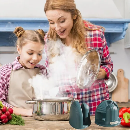 Miniatura 5 de Manoplas de horno de silicona y soportes para ollas para cocina, resistentes al calor, para hornear sartén, lindos guantes antideslizantes e