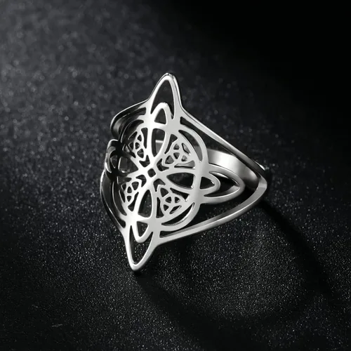 Miniatura 43 de TEAMER Anillo de nudo de brujas, amuleto celta de acero inoxidable, joyería vintage para mujer