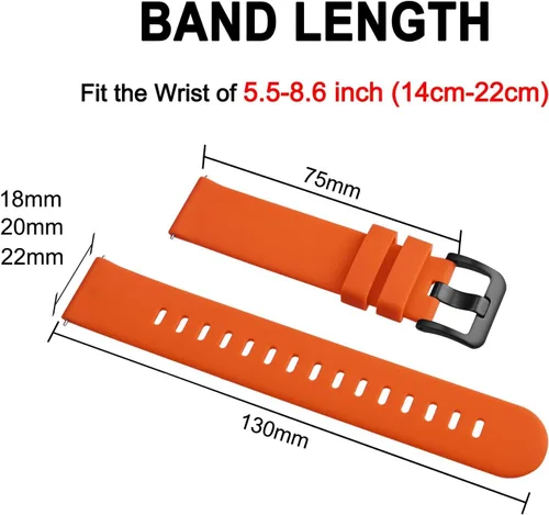 Miniatura 32 de BISONSTRAP Correas de reloj de silicona, correas de reloj delgadas con liberación rápida, 0.787 in, negro con hebilla negra