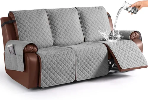 Miniatura 29 de KinCam Funda impermeable para sofá biplaza reclinable, fundas antideslizantes para sofá reclinable de 2 asientos, funda de sofá reclinable