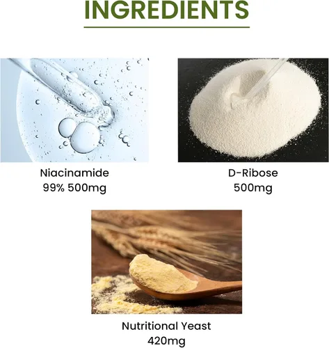 Miniatura 3 de Green Organic Supplements Niacinamida, niacina, NAD, NADH, alta absorción, sin OMG, sin gluten (paquete de 4)