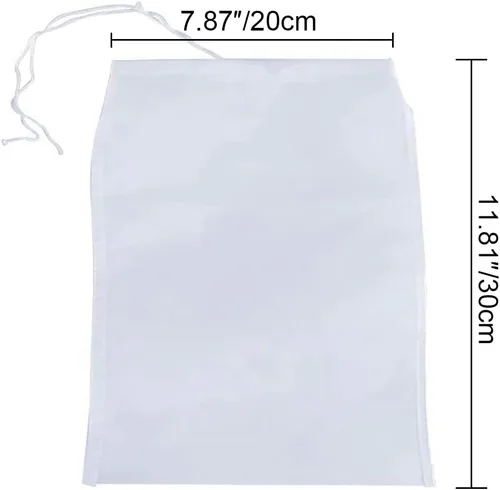 Miniatura 2 de Bolsa coladora de malla fina de grado alimenticio, 200 mallas de 75 micrones, reutilizable, lavable, bolsa de tela de nailon con cordón para Malla