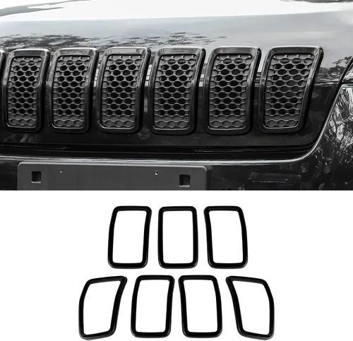 JeCar Insertos de parrilla para Jeep Cherokee, insertos de rejilla delantera para Jeep Cherokee 2019-2025 (negro)