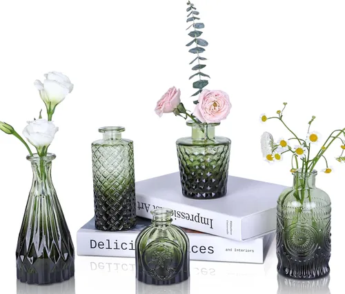 Miniatura 18 de UPBUD Juego de 36 jarrones de vidrio transparente para brotes, mini jarrón de flores para centros de mesa, pequeños jarrones transparentes a granel