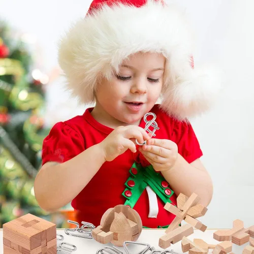 Miniatura 2 de LESONG Rompecabezas Mentales de Metal y Madera para Niños y Adultos Paquete de 9, Prueba de Mente, CI y Lógica y Juegos de Desenredamiento