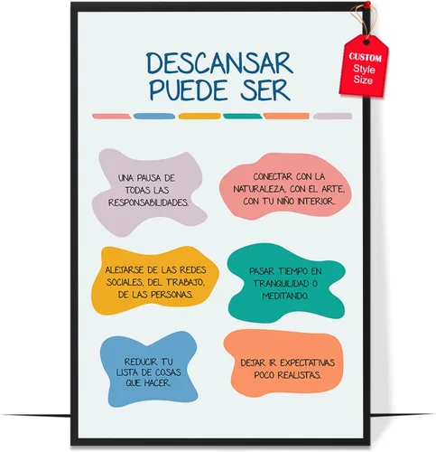 Miniatura 20 de LOLUIS Póster de salud mental, arte de terapia SEL, suministros educativos en español, decoración para escuela, aula y oficina