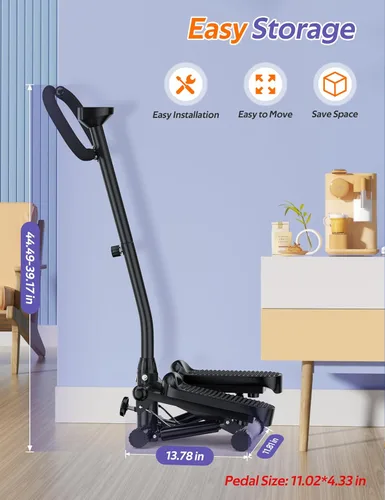 Miniatura 7 de Amicus Mini Stepper with Handlebar for Exercise, Stair Stepper with Resistance Band, Hydraulic Fitness Stepper Machine for Home, 330lbs