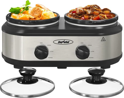 Miniatura 11 de Olla de cocción lenta programable 12 en 1 de 8 cuartos, multicocina calentador de alimentos con temporizador digital, control de temperatura, olla
