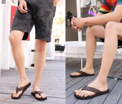 Miniatura 7 de AX BOXING Sandalias de cuero para hombre, sandalias casuales y cómodas