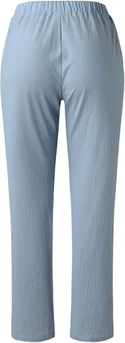 Miniatura 5 de Pantalones de lino para mujer, de verano, casuales, de tiro alto, cónicos, de algodón, cintura elástica, con bolsillos