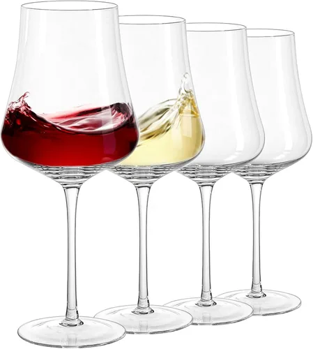 Juego de 4 copas de vino grandes de cristal soplado a mano, copa de vino tinto de tallo alto para boda, aniversario, fiesta, regalo de Navidad para