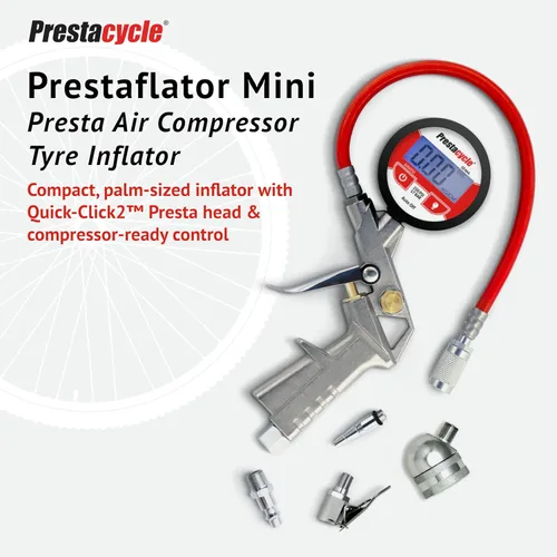 Miniatura 2 de Prestaflator - Inflador de neumáticos para bicicleta, herramienta de compresor de aire Presta & Schrader, funciona con neumáticos sin cámara