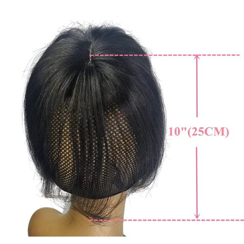 Miniatura 4 de Anemone Flequillo de cabello humano con clip para mujer, base de encaje de seda 3D, extensión de cabello natural falso para retroceder la línea