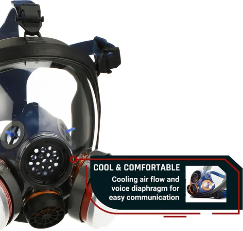Miniatura 4 de Parcil Distribution Full Face Respirator Mask - Air Purifying, Organic Vapor & Particulate - Industrial Use - CE Tested Pd-100 Azul Ártico