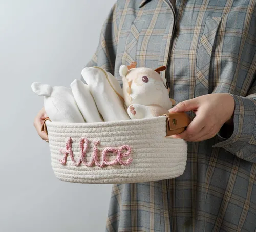 Miniatura 9 de Cesta de regalo personalizada para bebé, cesta de regalo personalizada para baby shower, cesta de bebé con nombre personalizado, set de regalo