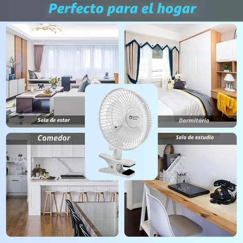 Miniatura 6 de Comfort Zone Ventilador portátil con clip para cochecito, de 15 cm con inclinación totalmente ajustable, silencioso de 2 velocidades para cama, mini