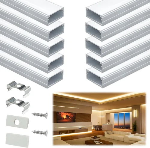 Miniatura 11 de Muzata Paquete de 20 canales LED de aluminio negro con cubierta blanca lechosa U102 BW 1M