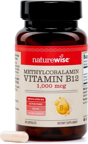 NatureWise Vitamina B12 Metilcobalamina - Forma activa para ultra absorción - 1000 mcg B12 metilado para energía, nervios y apoyo cardíaco - Sin