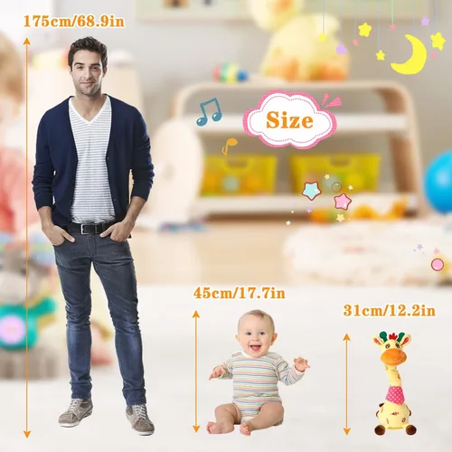 Miniatura 5 de Jirafa de Peluche Bailarina Juguetes para Bebé Cantando Canciones Juguete para Niños Pequeños Repite Lo Que Dices Juguete Musical Brillante