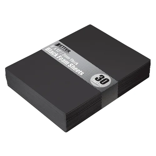 Better Office Products Hojas de espuma EVA negra, paquete de 30, 0.079 in de grosor, 9 x 12 pulgadas, color negro, para artes y manualidades,