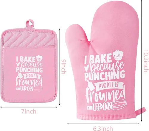 Miniatura 2 de 6 guantes de algodón para horno, soportes para ollas, resistentes a las mujeres, resistentes a la máquina, guantes de microondas con lazo