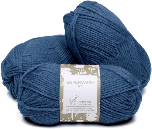 Miniatura 54 de 100% lana pura Superwash de Alpaca Warehouse, juego de 3 madejas (150 gramos) de peso DK - Procedencia directa de Perú - Celestialmente suave