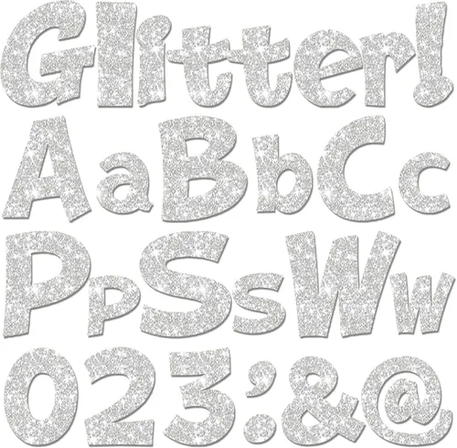 Miniatura 29 de Colarr 144 letras con purpurina para tablero de anuncios para el aula, números, símbolos de puntuación, letras troqueladas de 4 pulgadas con punto