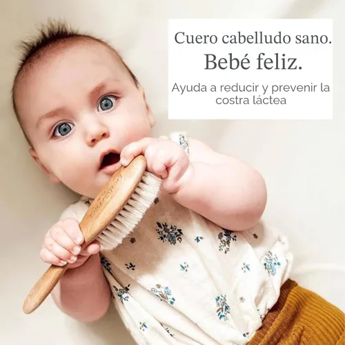 Miniatura 3 de Natemia Cepillo de madera para el pelo del bebé Cerdas suaves naturales para recién nacidos y niños pequeños Cuidado suave de la cuna Regalo